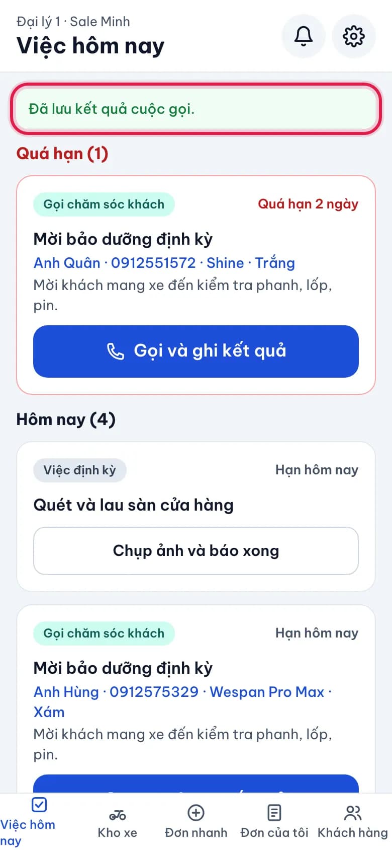Gọi chăm sóc khách sau bán: Phần mềm tự làm tiếp