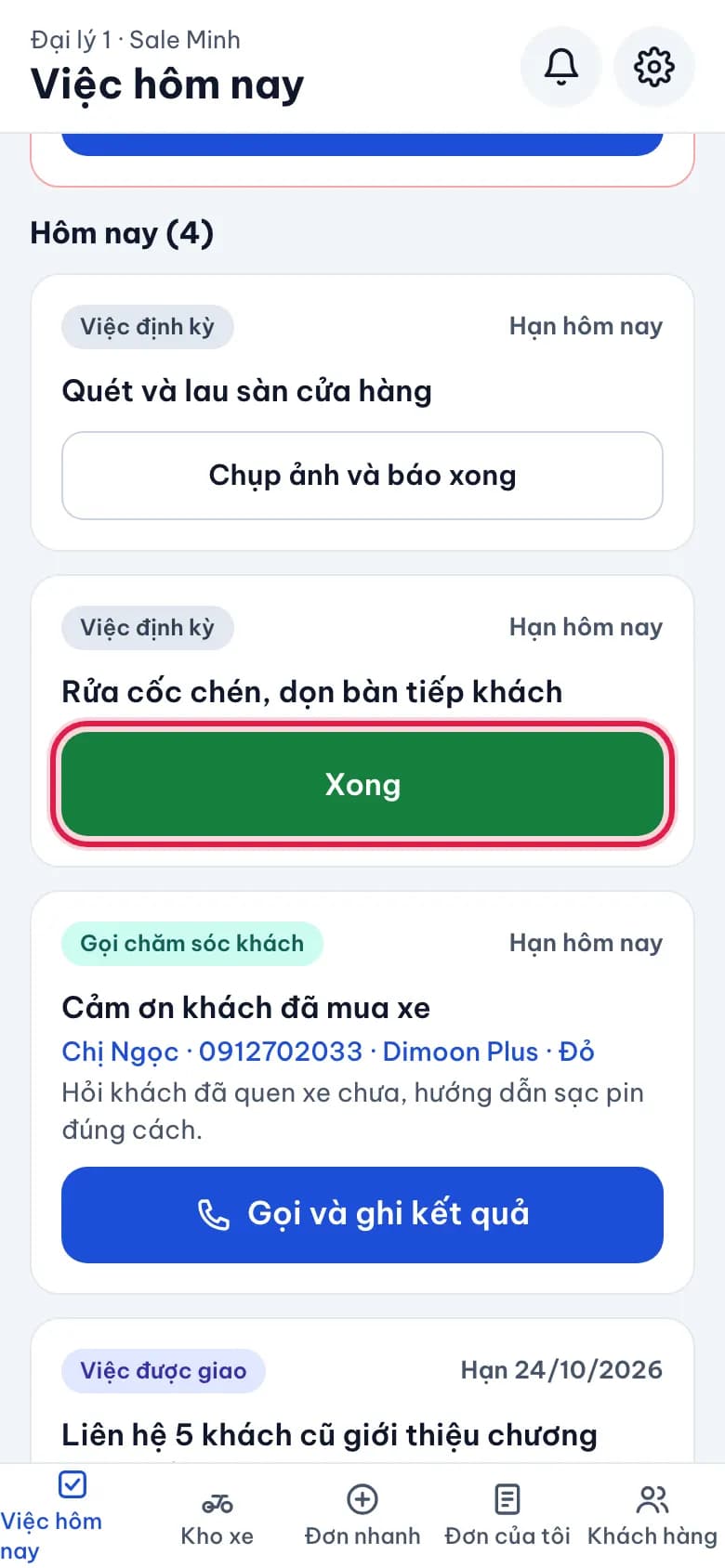 Việc hôm nay: Làm từ trên xuống